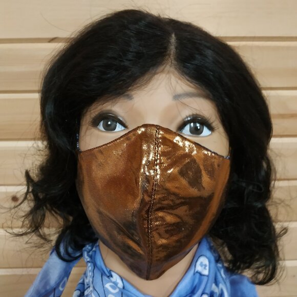 Iridescent Gold Reusable Cloth Face Mask, Glasses-Friendly - Picture 1 of 8